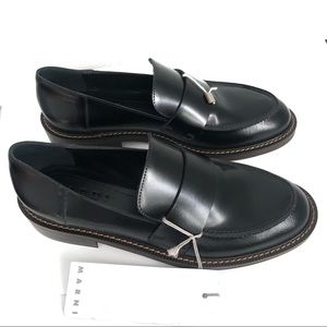 MARNI black leather loafers Size 8